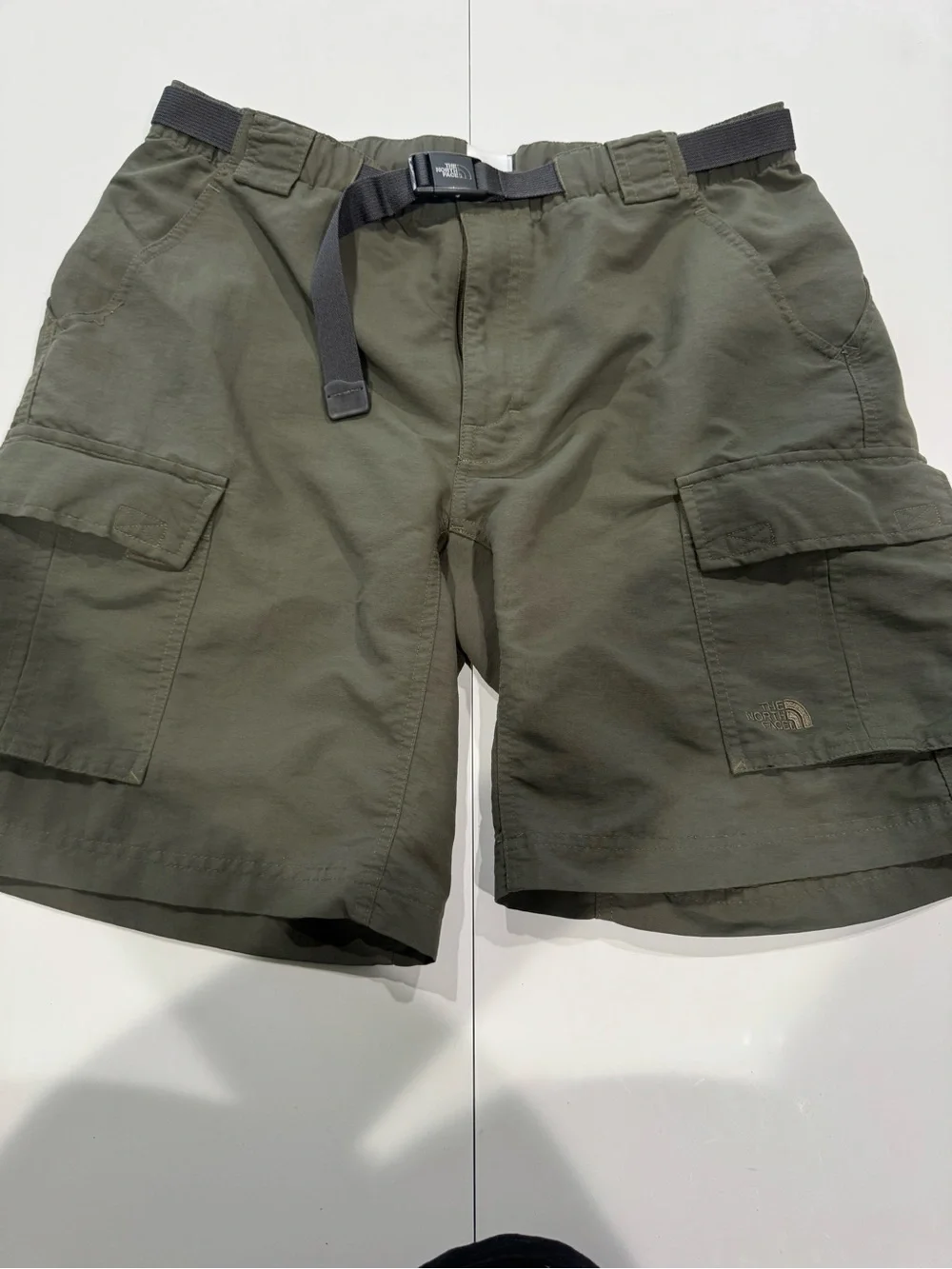 The North Face Men's Olive Cargo Shorts with Webbing Belt